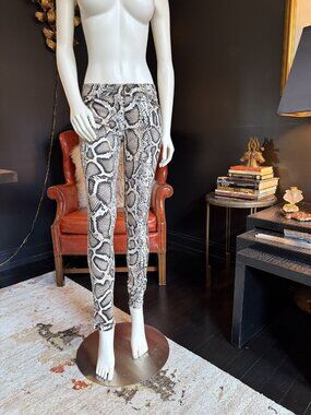 ZARA Vintage Y2K Tan Snakeskin Print Skinny Jeans Leggings Sz 4 ~2007